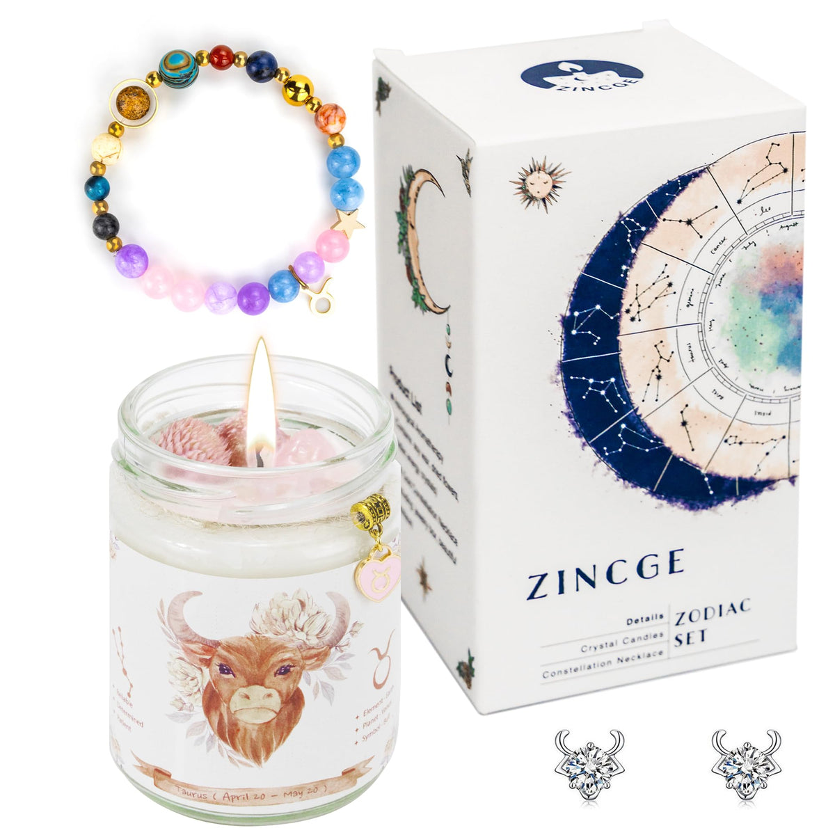 ZINCGE Taurus candle gift set showcased for elegant gifting.