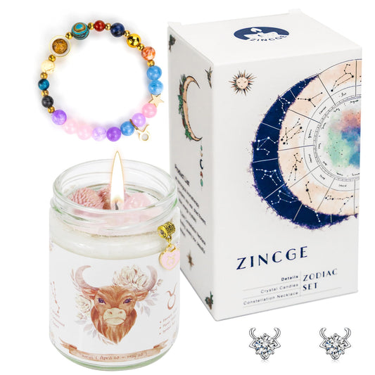 ZINCGE Taurus candle gift set showcased for elegant gifting.