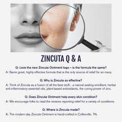 Zincuta Healing Ointment cap and tin top with secure seal.
