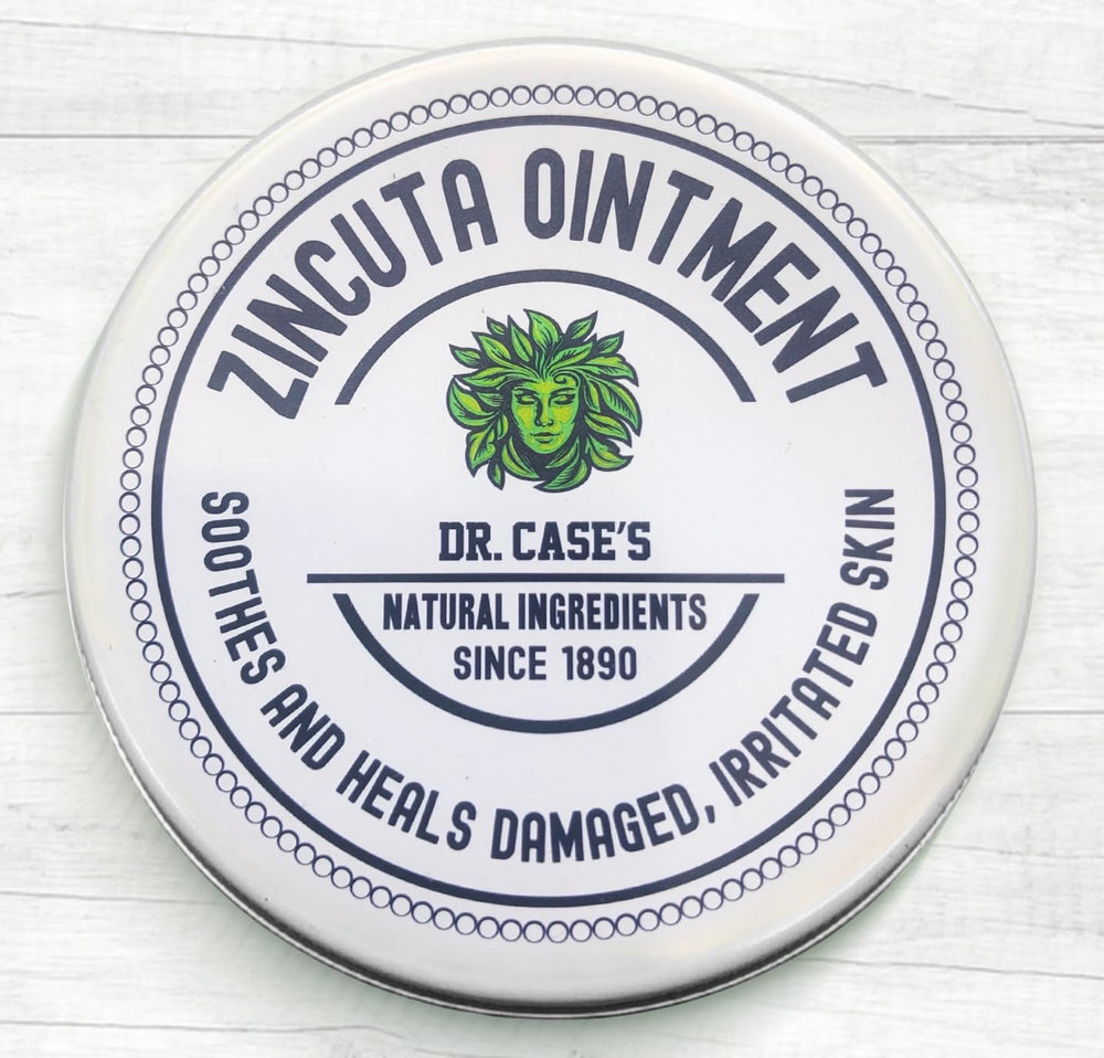 Zincuta Healing Ointment tin front for all-natural skin relief and hydration.