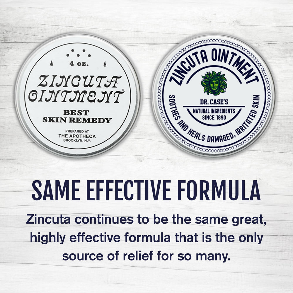 Zincuta Healing Ointment tin label detail highlighting zinc oxide and natural ingredients.