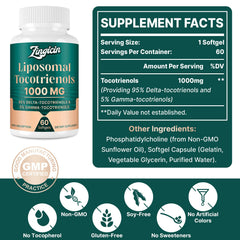 Zingicin tocotrienols capsule near ingredients list highlighting natural formula.