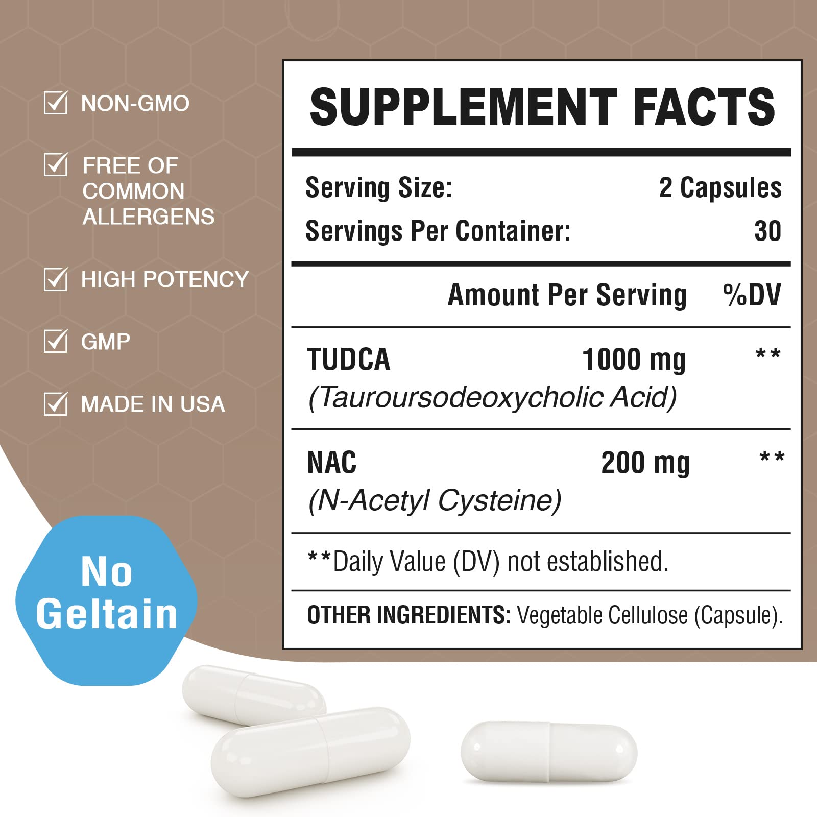 Zingicin Tudca NAC nutrition facts label close-up