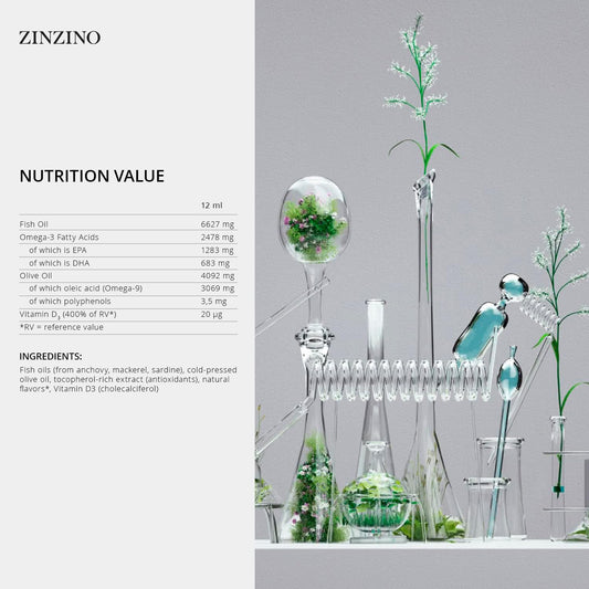 Zinzino BalanceOil+ bottle being poured to illustrate convenient daily dosage