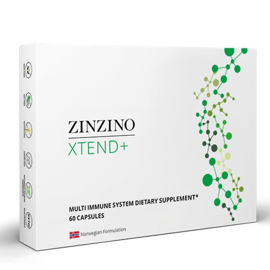 Zinzino Xtend+ bottle close-up highlighting label and immune support