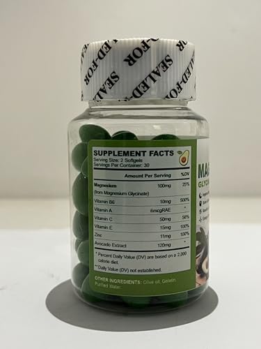 ZIPINKJ Magnesium Glycinate Softgels avocado extract visual, skin and hair hint