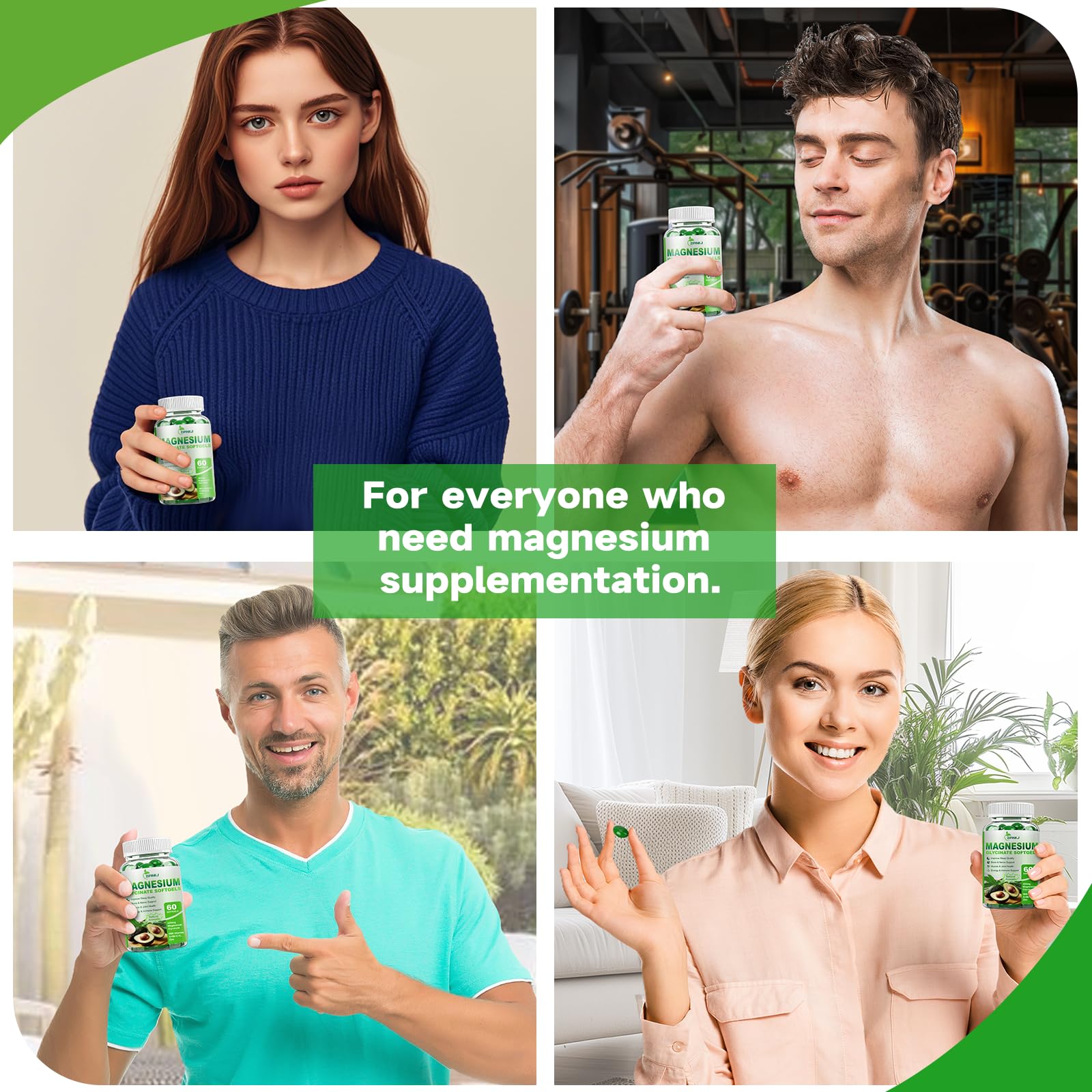 ZIPINKJ Magnesium Glycinate Softgels vegan and gluten-free badge
