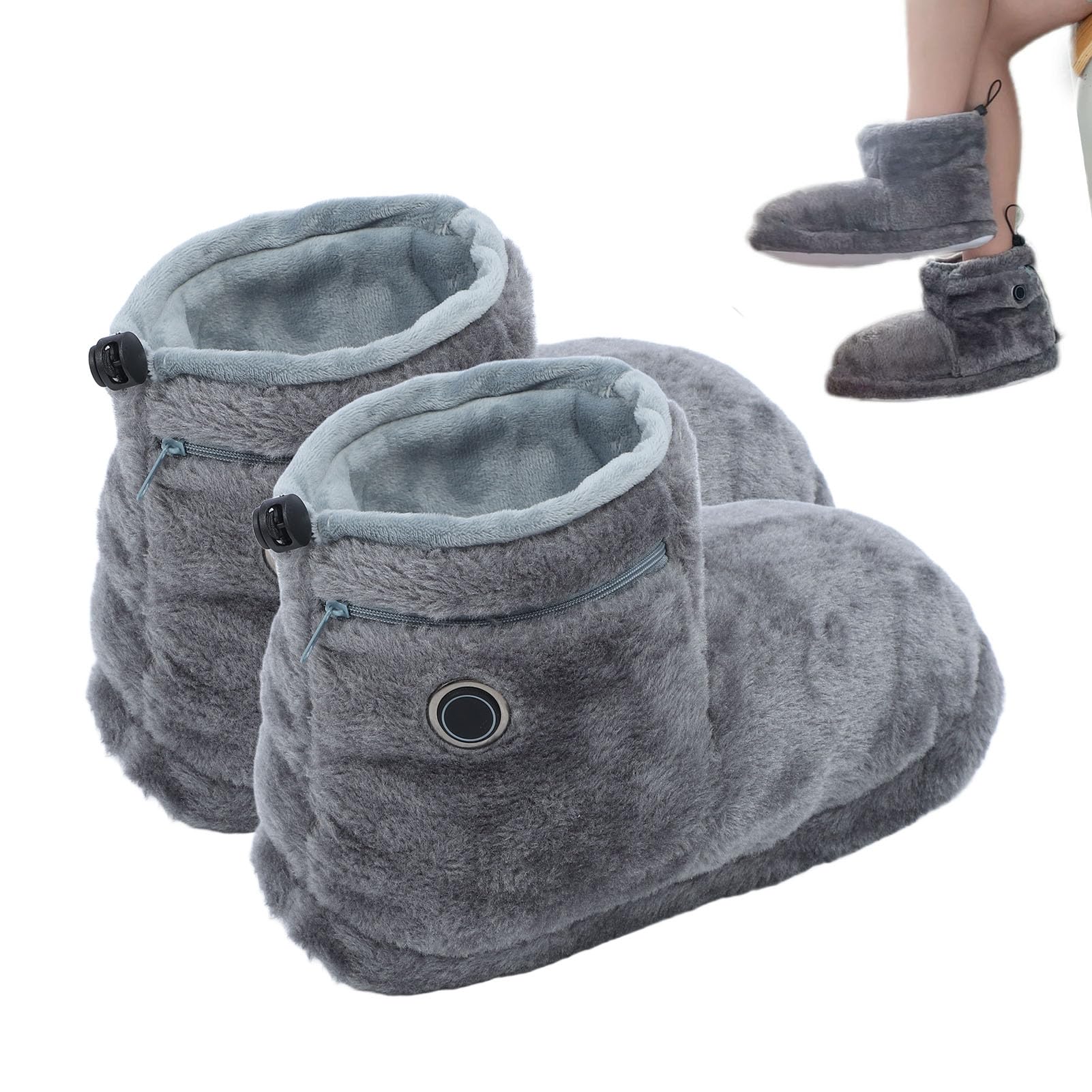 ZJchao heated boots, outer-angle view, five-level warmth for cozy indoor comfort