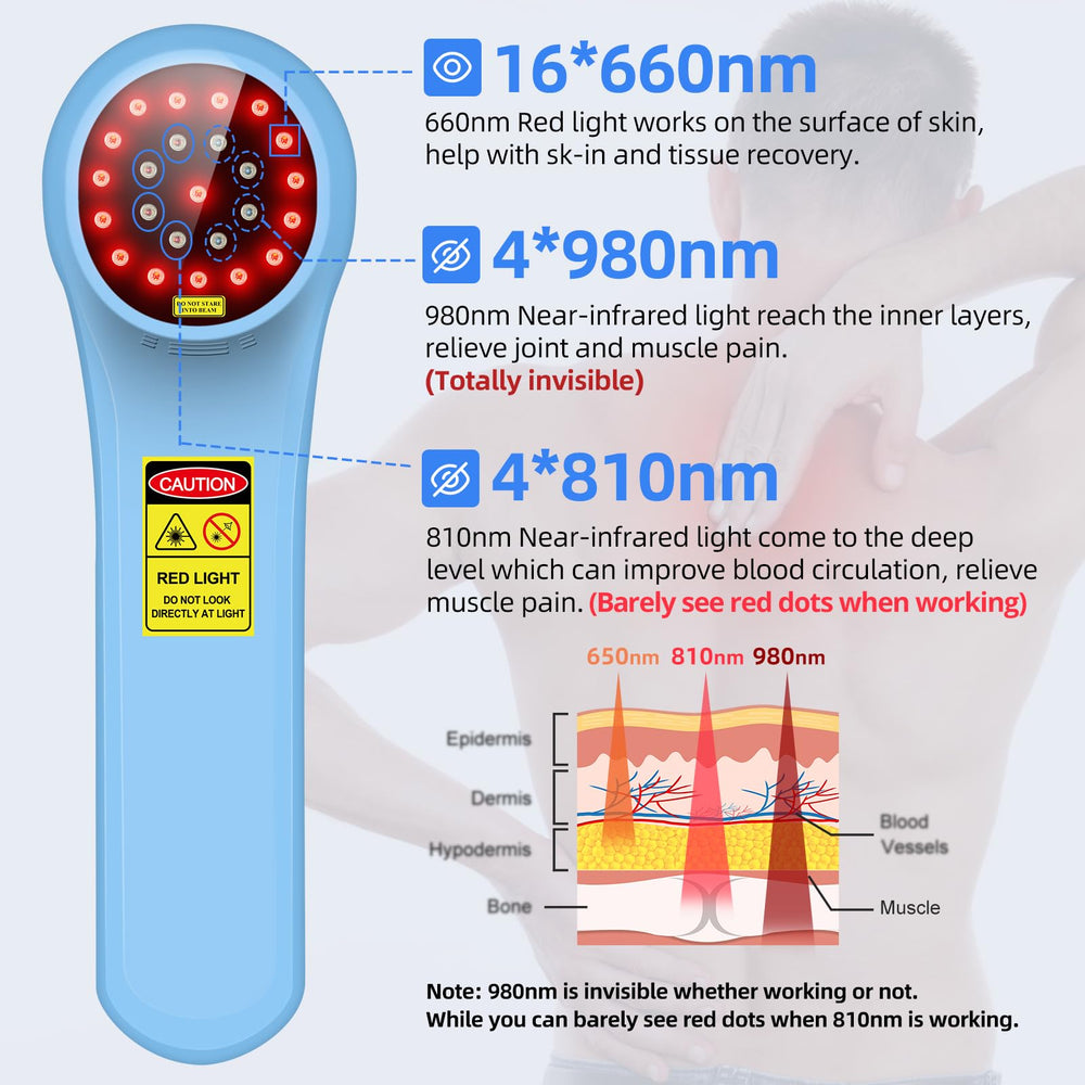 ZJKC red light therapy device LED display shows mode and time.