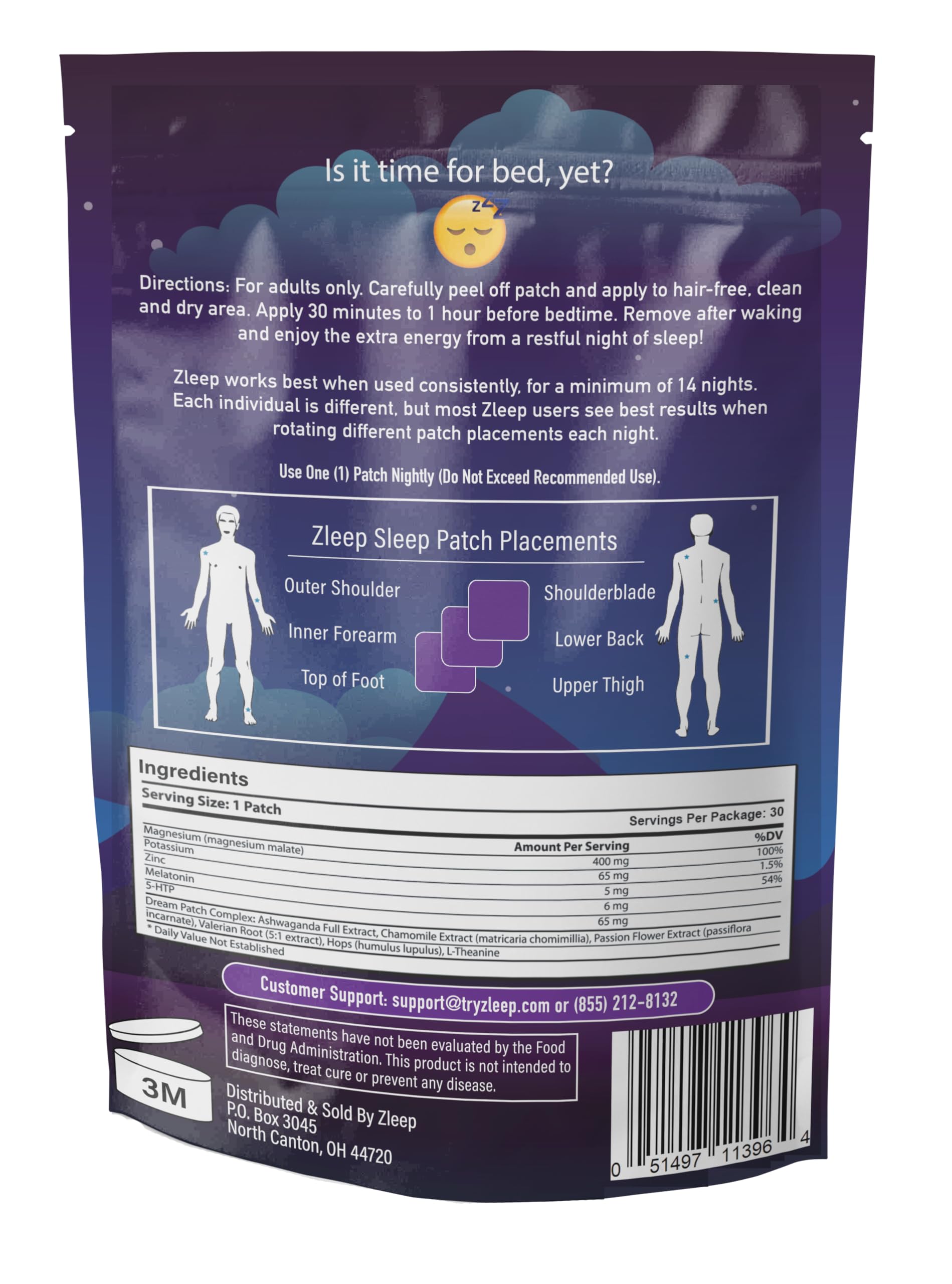 Zleep patches on arm illustrate proper application for extended release.