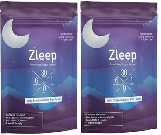 Zleep sleep patches front-pack view showing Dream Complex and Melatonin.