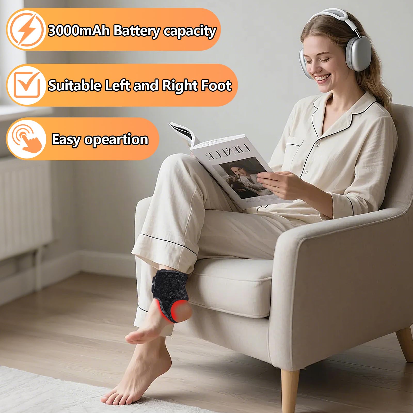 ZMHWANY ankle massager enables cordless mobility during workouts.
