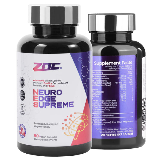 ZNC brain supplement bottle front for memory and focus support.