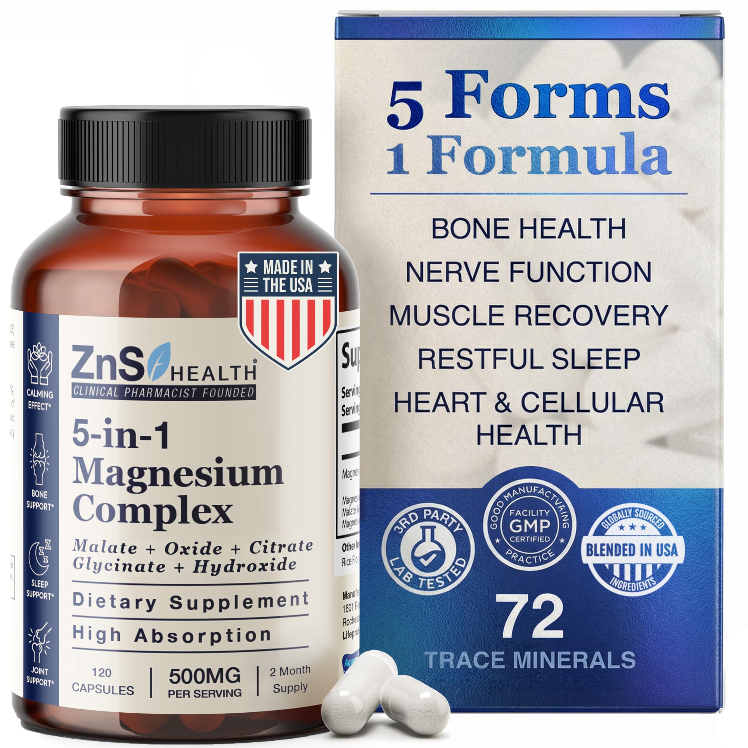 ZnS Health 5-in-1 magnesium bottle cap close-up for easy daily use.