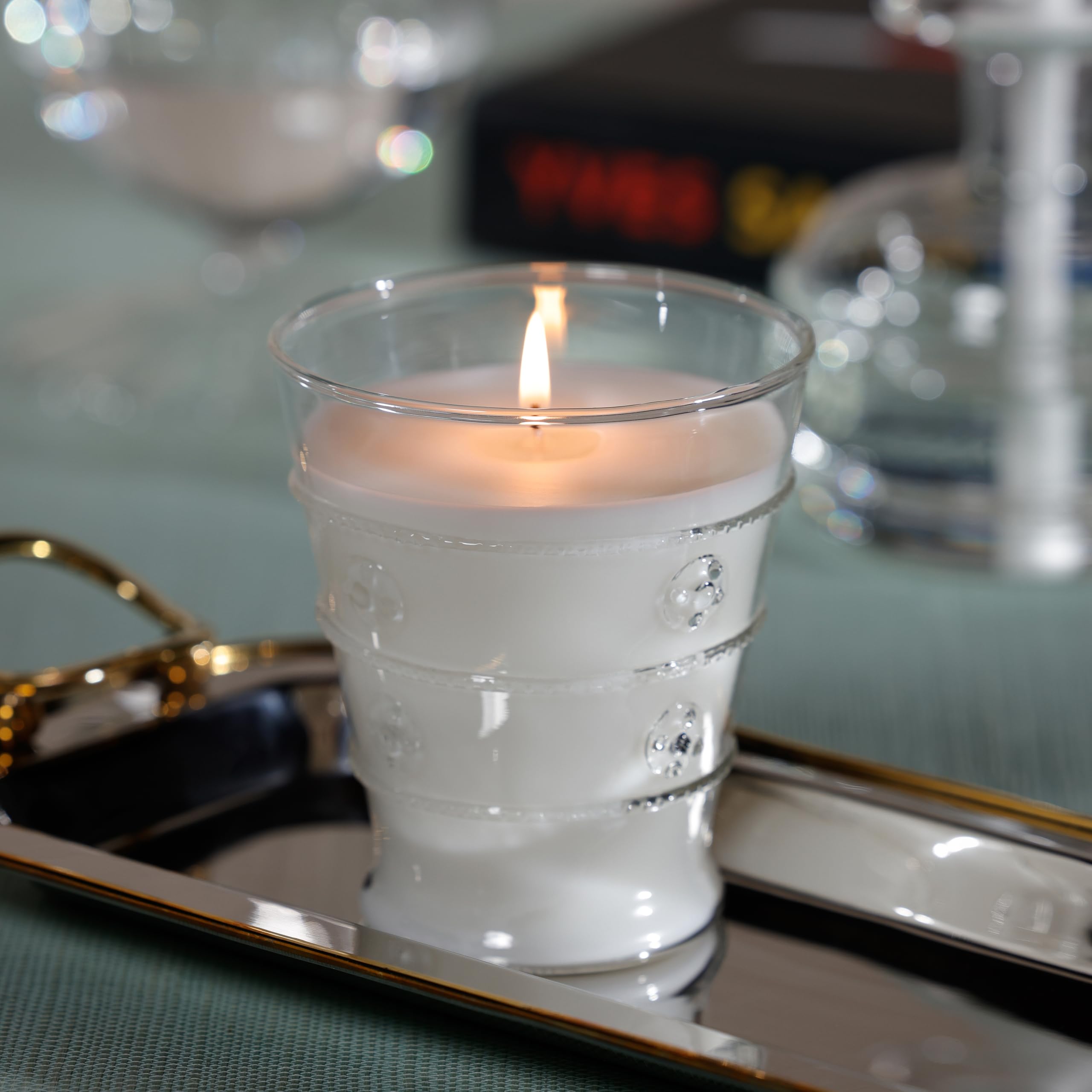 Home decor candle for kitchen or bathroom ambiance.