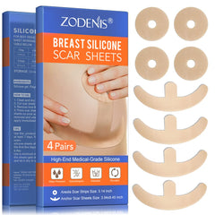 ZODENIS silicone breast scar sheets featuring areola strips for discreet coverage.