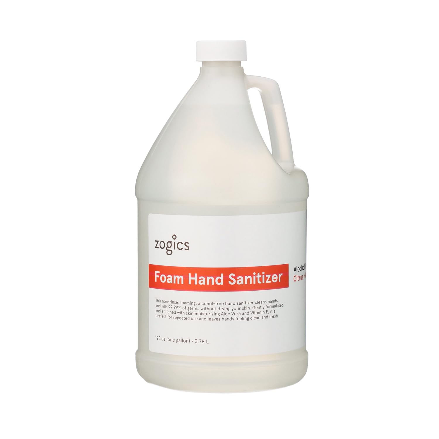 Zogics foam hand sanitizer 1-gallon pour; skin-friendly and gentle.