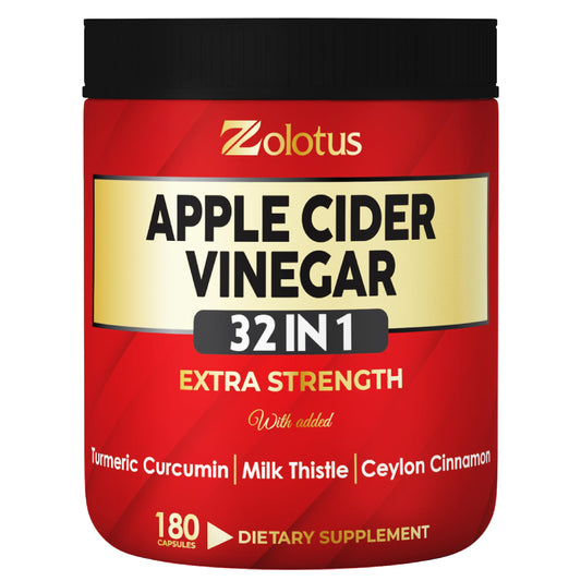 Zolotus 32in1 ACV capsules bottle close-up highlighting digestion support