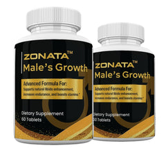 Zonata Males strength supplements bottle showing daily energy support for men.