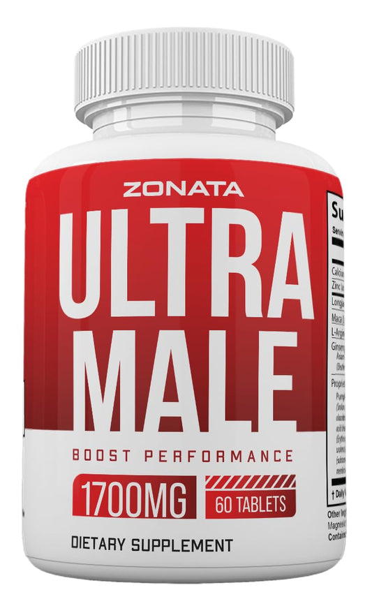 Zonata Ultra Male Pills bottle showcasing compact tablets for daily wellness.