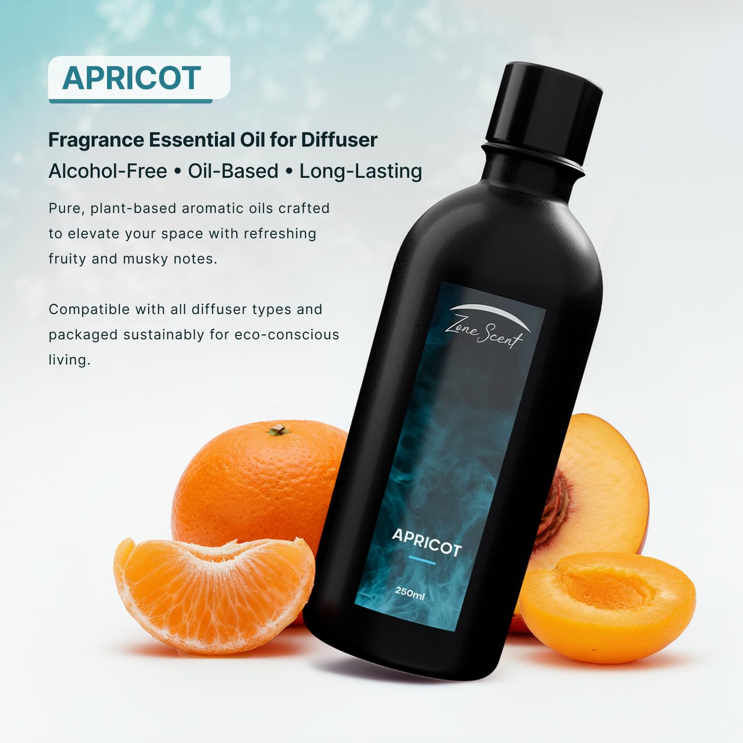 Zone Scent Apricot diffuser set box presents premium aromatherapy for hotels and homes.