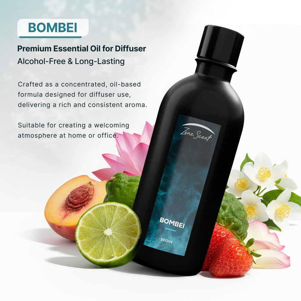 Zone Scent BOMBEI lotus-jasmine-heart bottle creates a calming floral mood.
