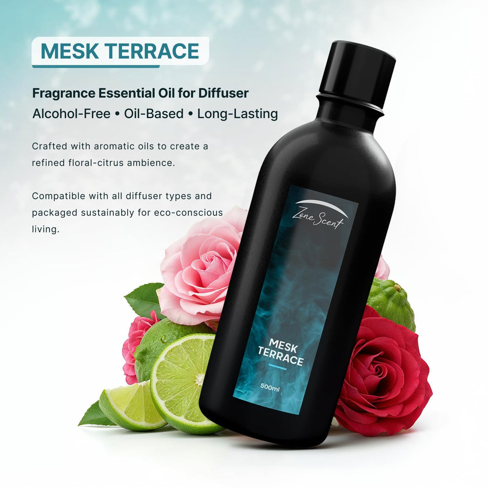 Zone Scent MESK Terrace rose heart-note highlights elegant floral aroma.