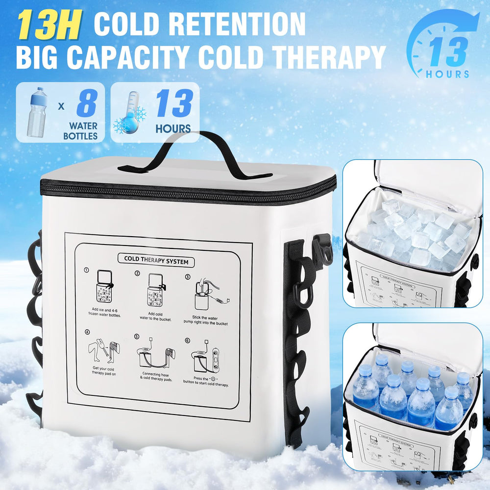 ZoneJoy knee ice bottle fill demonstrates large capacity for extended sessions.