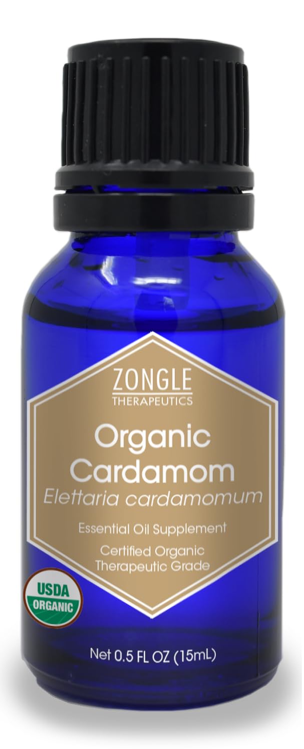 Zongle Therapeutics cardamom oil bottle ready for culinary use and aroma.
