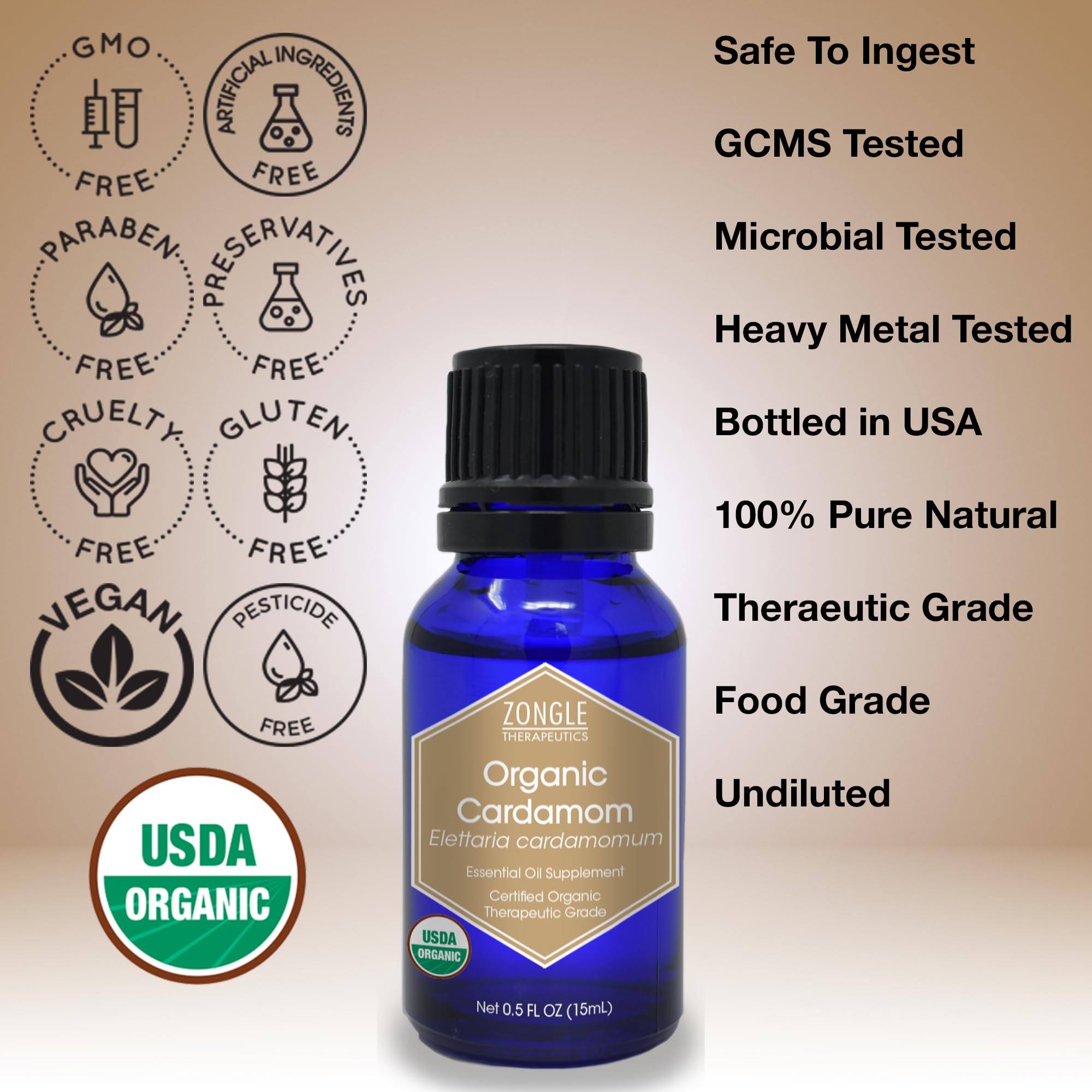 Zongle Therapeutics cardamom oil blends for warm culinary flavor.