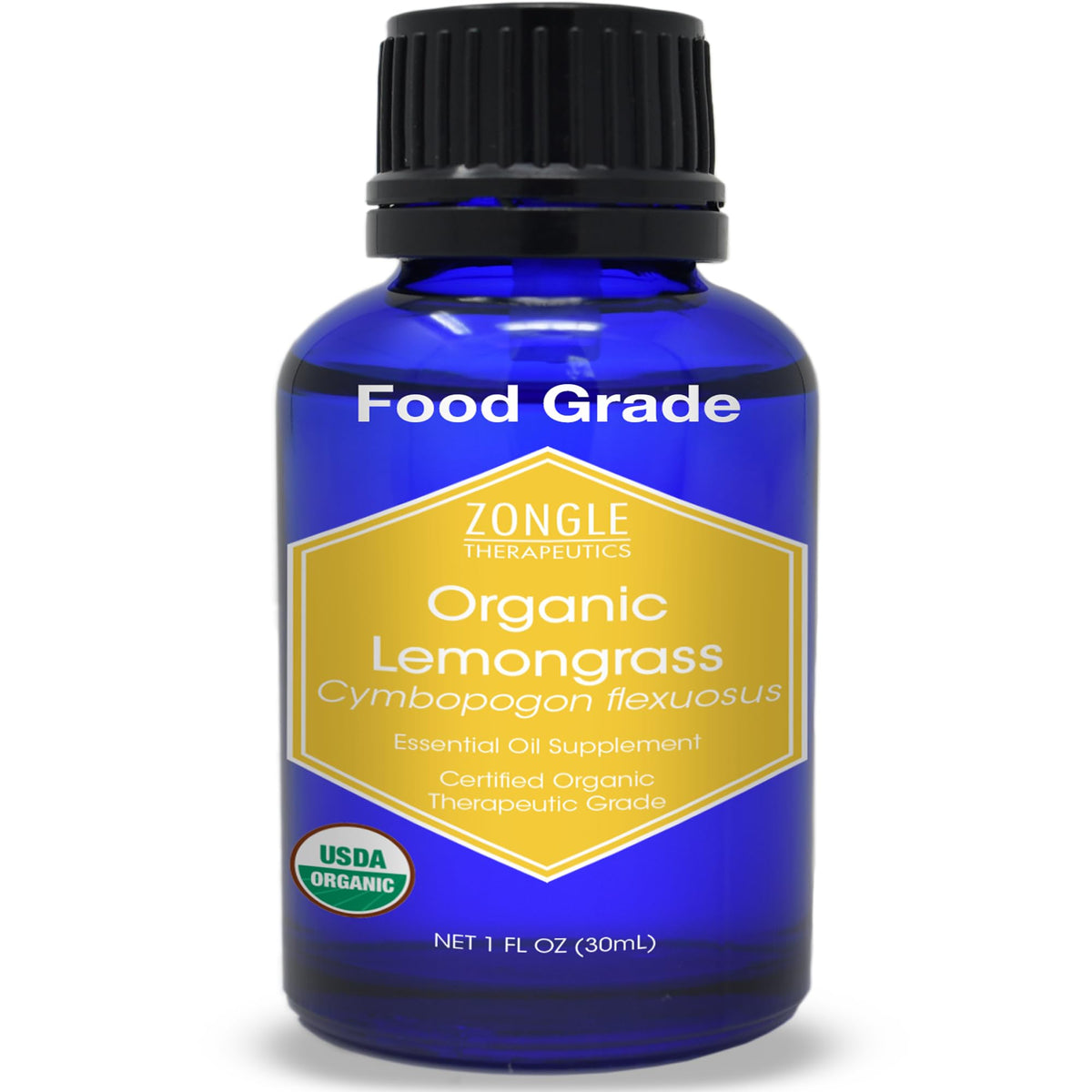 Zongle Therapeutics lemongrass oil bottle pour for cooking and flavor enhancement.