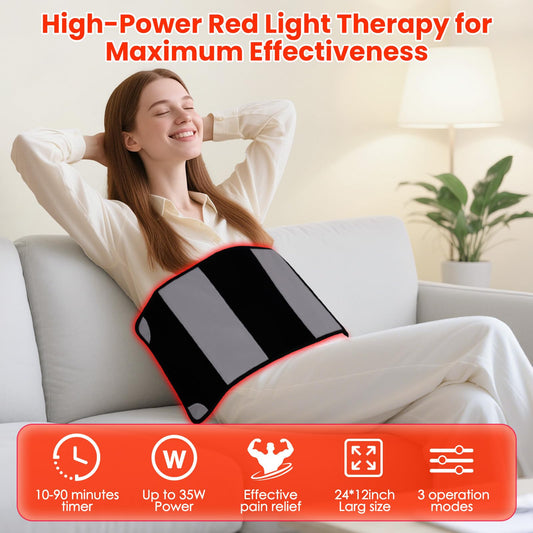 ZonGym red light therapy pad back view showing broad coverage and secure fit