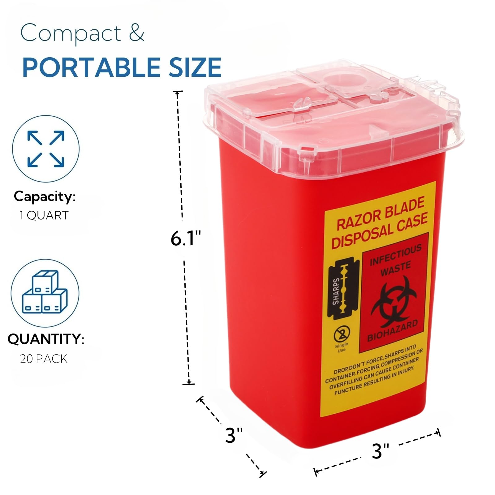 ZOOFOX sharps container with open lid showing usage accessibility