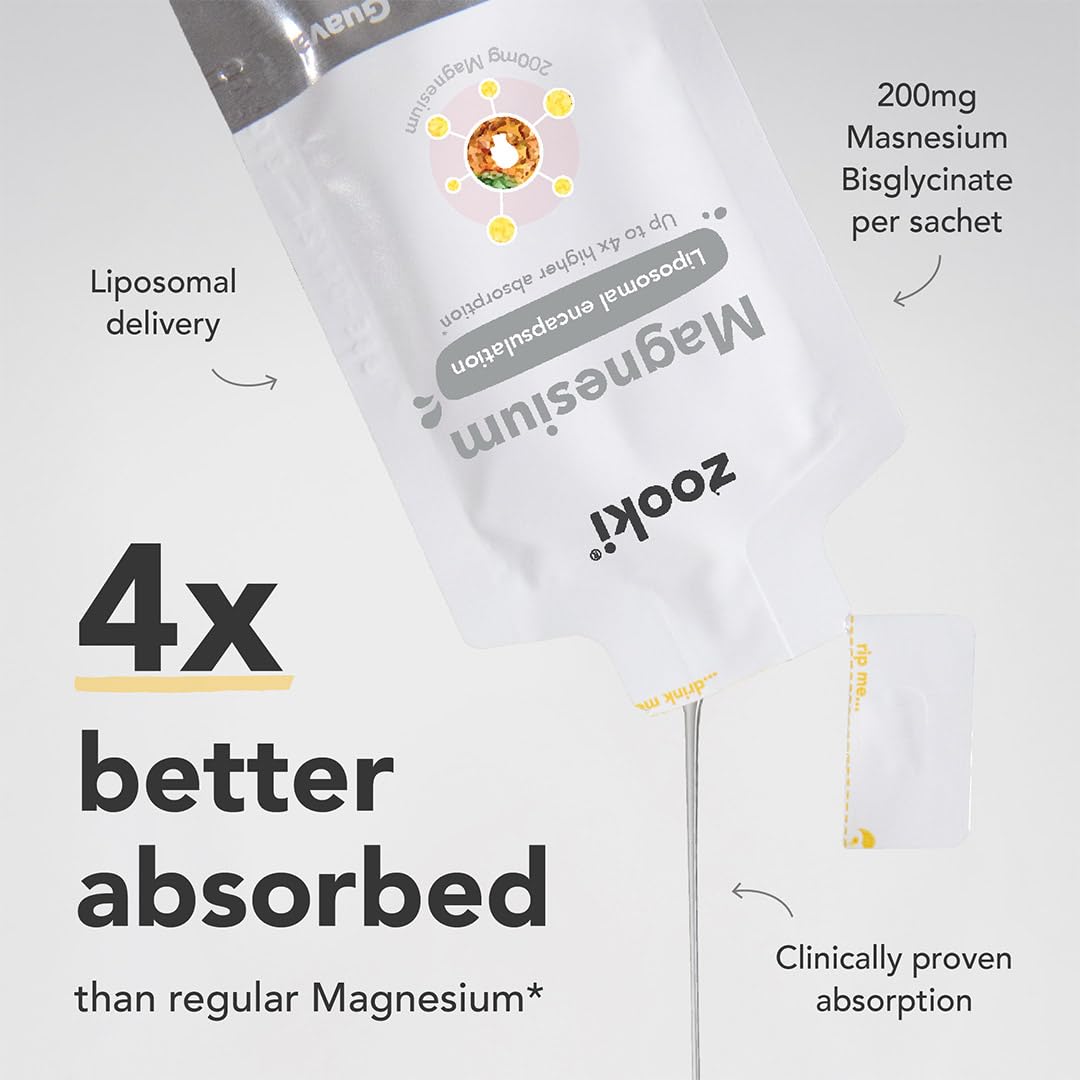 Close-up of Zooki Liposomal Magnesium Glycinate bottle label.