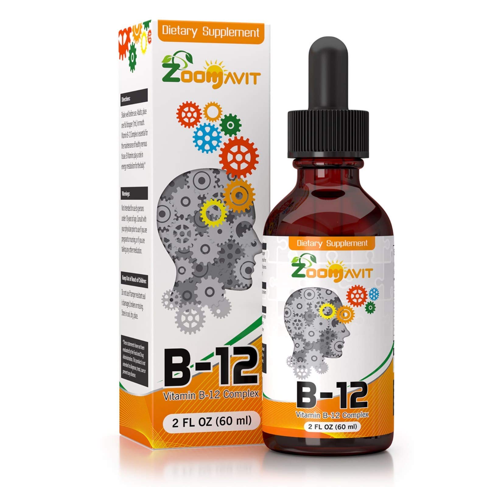 Zoomavit liquid B complex bottle on table for fast absorption and daily energy.