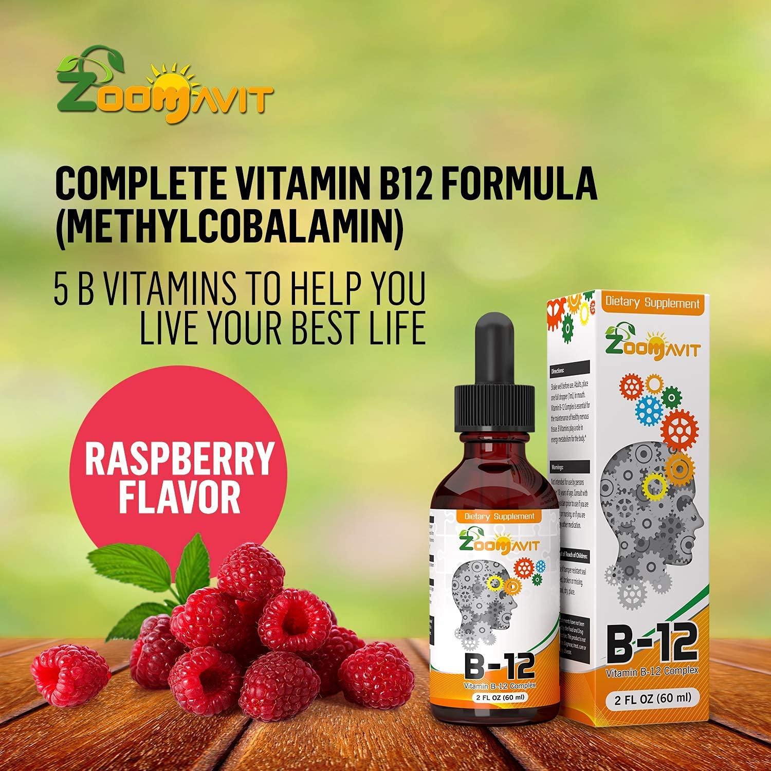 Zoomavit liquid B12 pour into glass showing quick uptake.