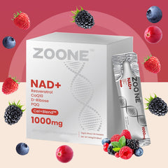 Zoone NAD daily use scene with glass and bottle on counter