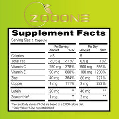 Zooone dry-eye relief formula pills shown for daily use.
