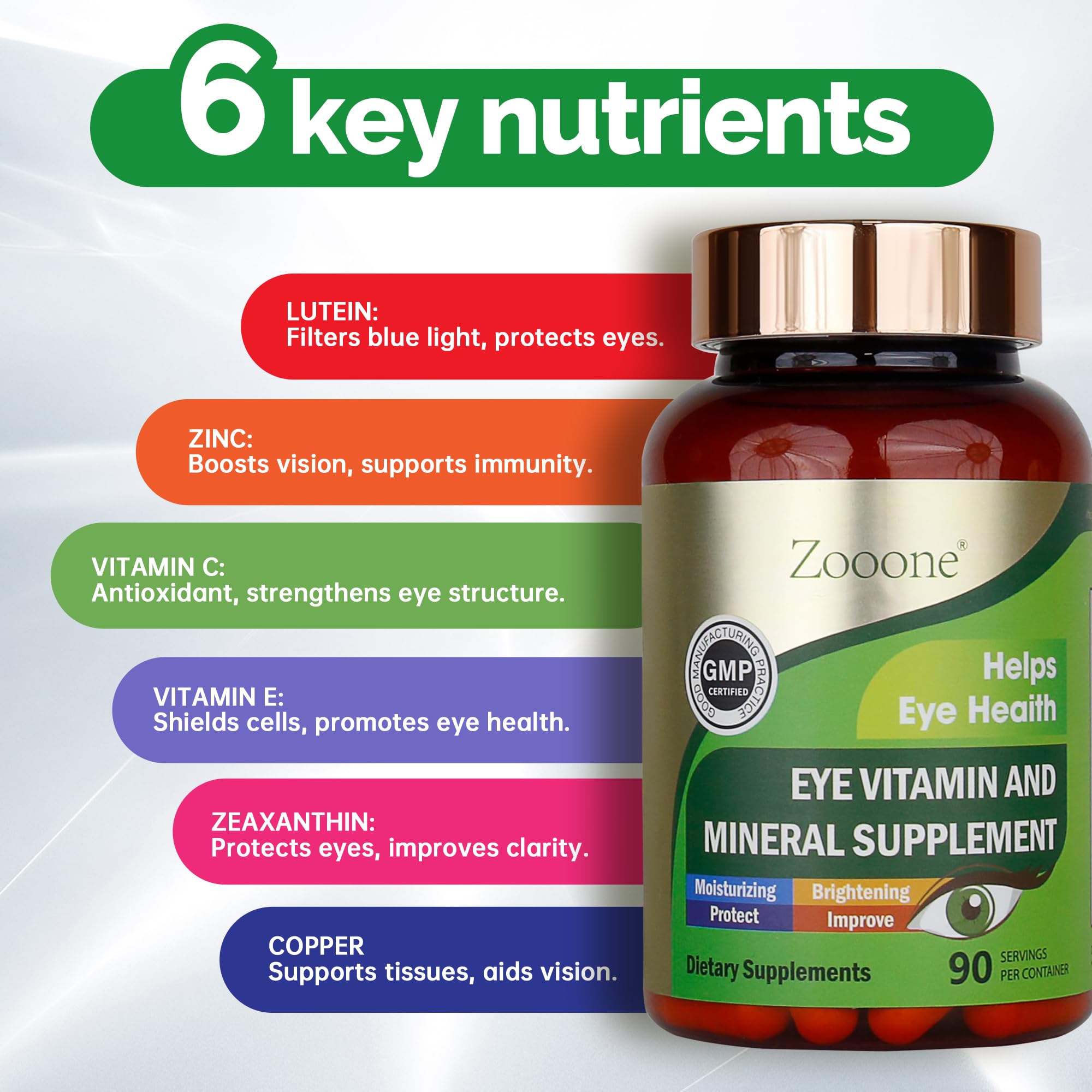 zooone lutein and zeaxanthin capsules close-up highlighting essential eye nutrients