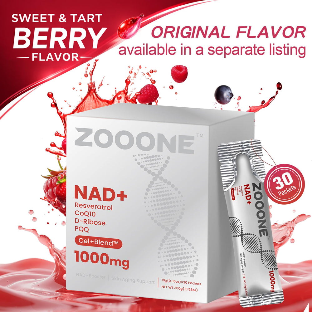 Zooone NAD liquid drops shown for precise dosing and absorption.
