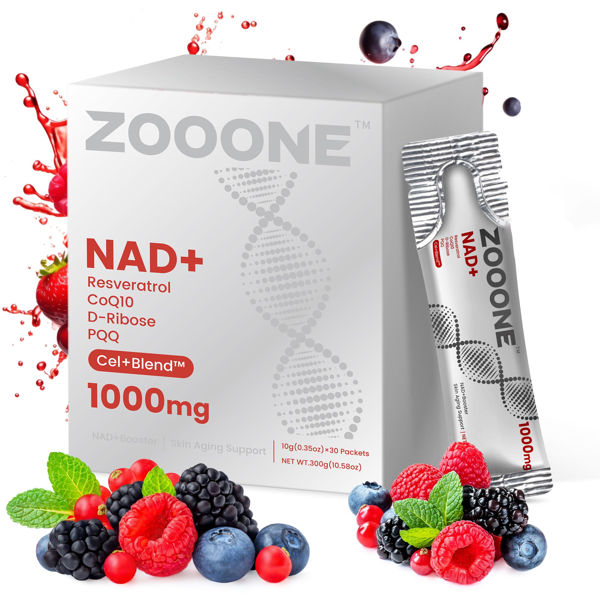 Zooone NAD+ berry packets provide a convenient on-the-go energy option.