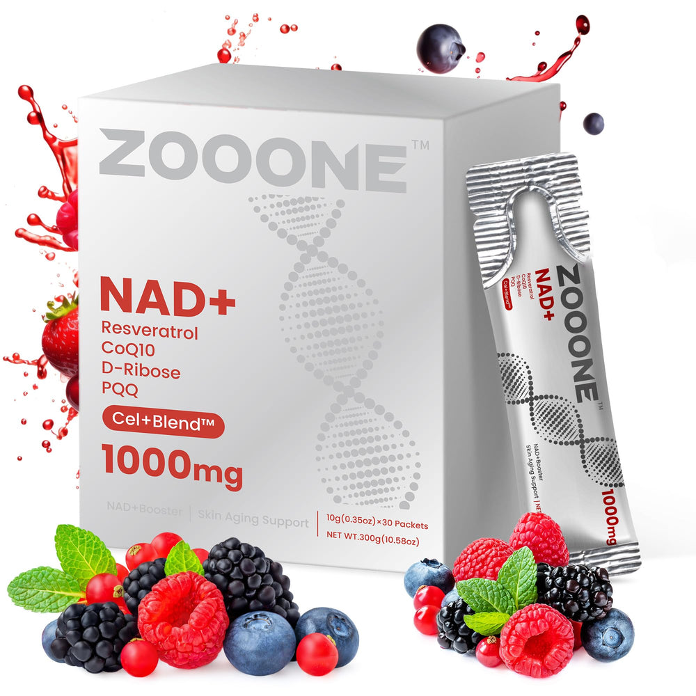 Zooone NAD+ berry packets provide a convenient on-the-go energy option.