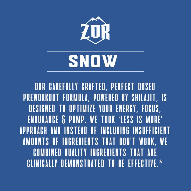 ZOR Labs Snow Advanced Pre-Workout ingredient capsules suggesting beta-alanine and citrulline for endurance.