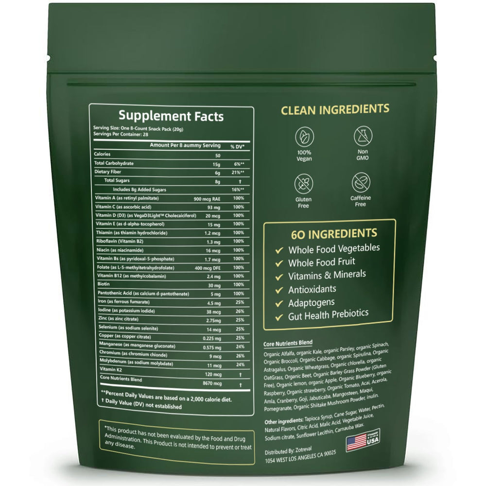 Zotreval Daily Greens gummies ready for daily routine and energy support.