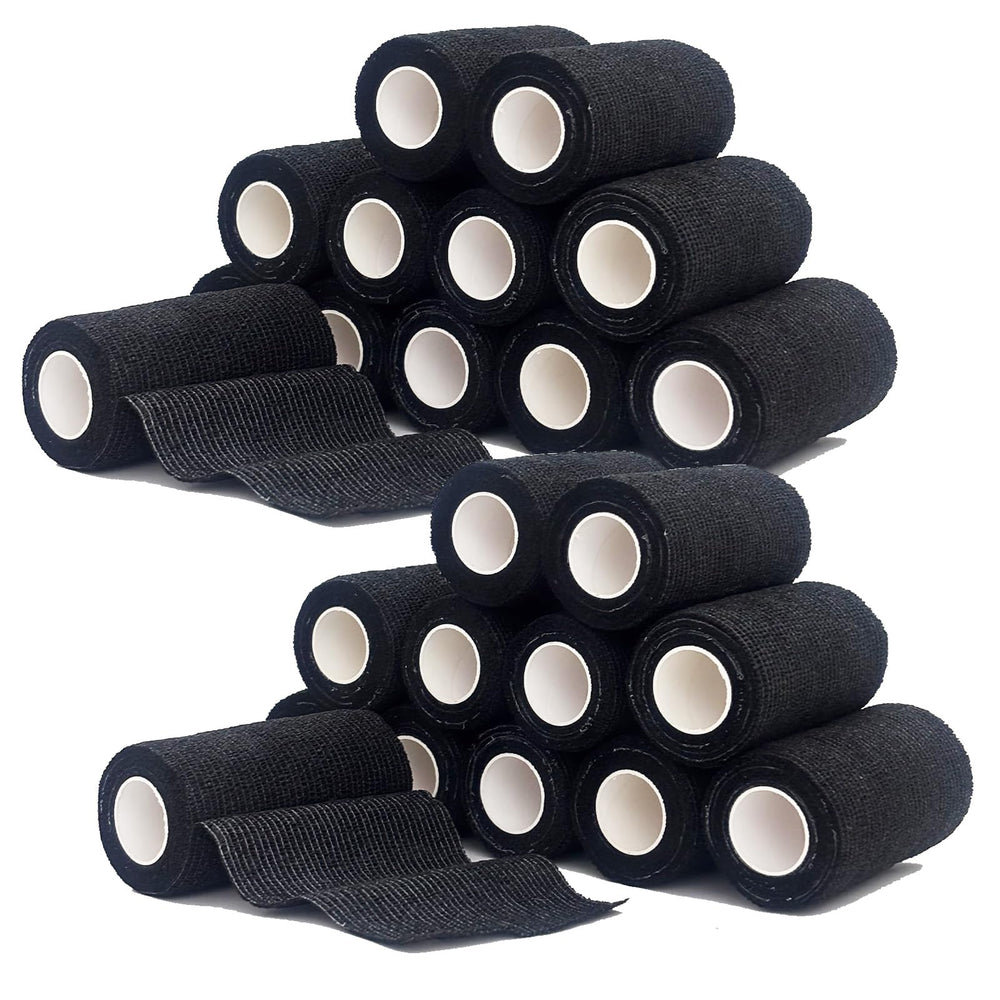ZOVAREGE 24-rolls self-adhesive bandage wrap in black, compact and hygienic for easy transport
