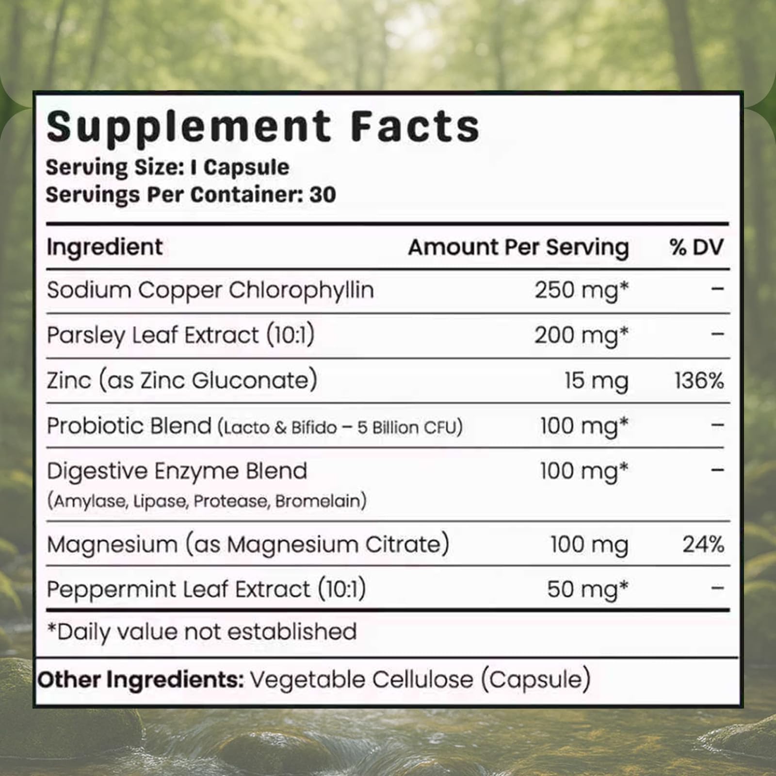 ZPX Ovouria digestive comfort capsule supports daily use and breath health.