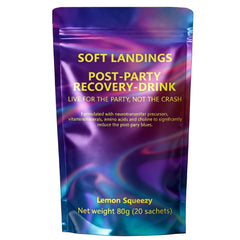 ZPX Soft Landings bottle being poured for post-party recovery and hydration.