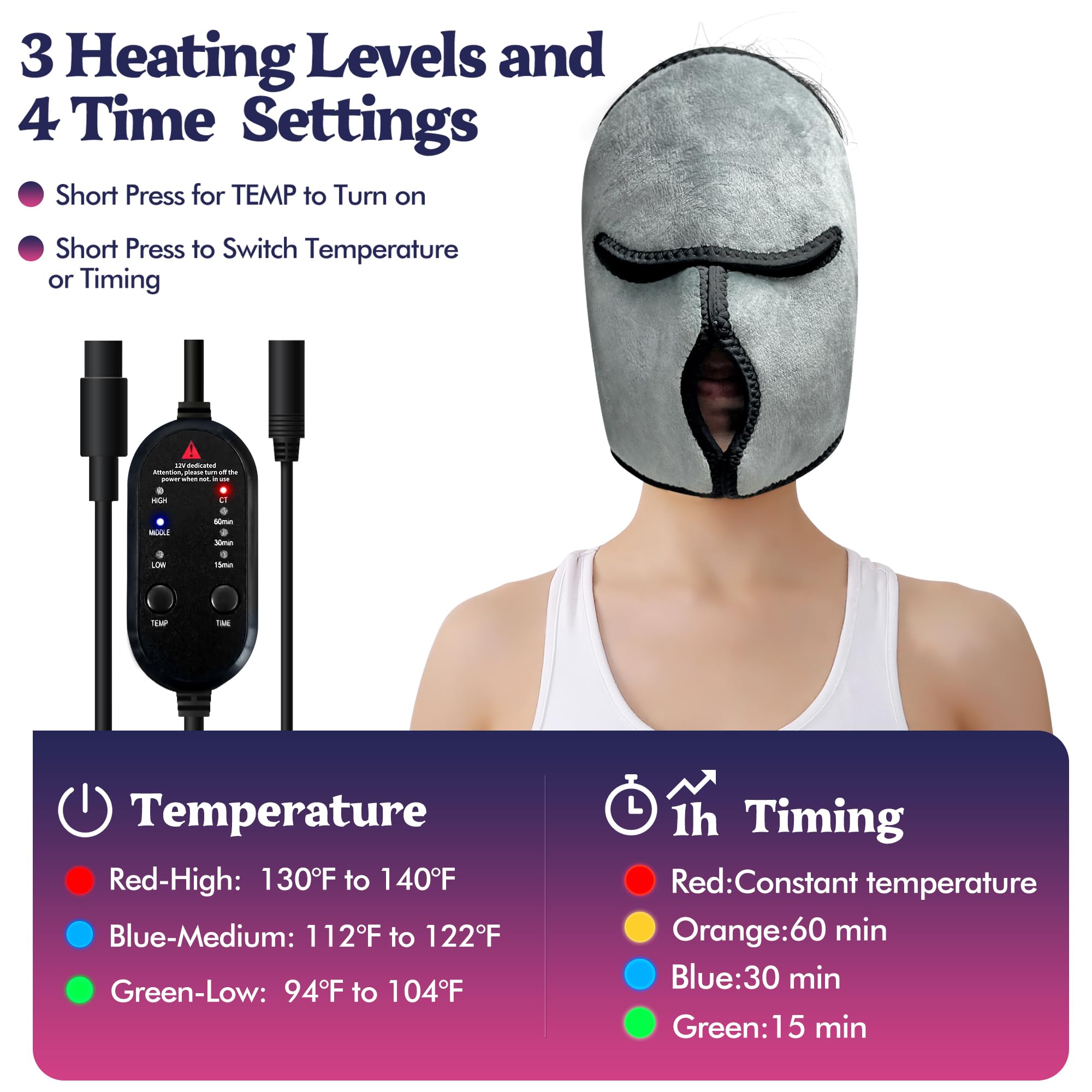 ZRBWM heated pad eye area for soothing relief during headaches