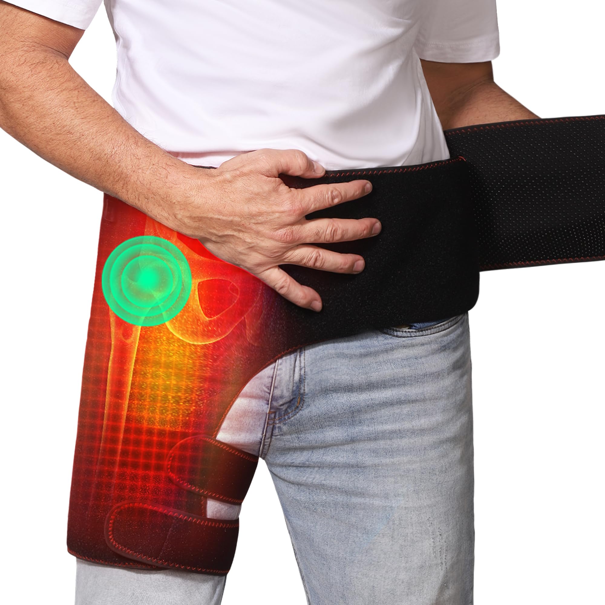 ZRBWM hip heating pad front view showing targeted warmth for the hip