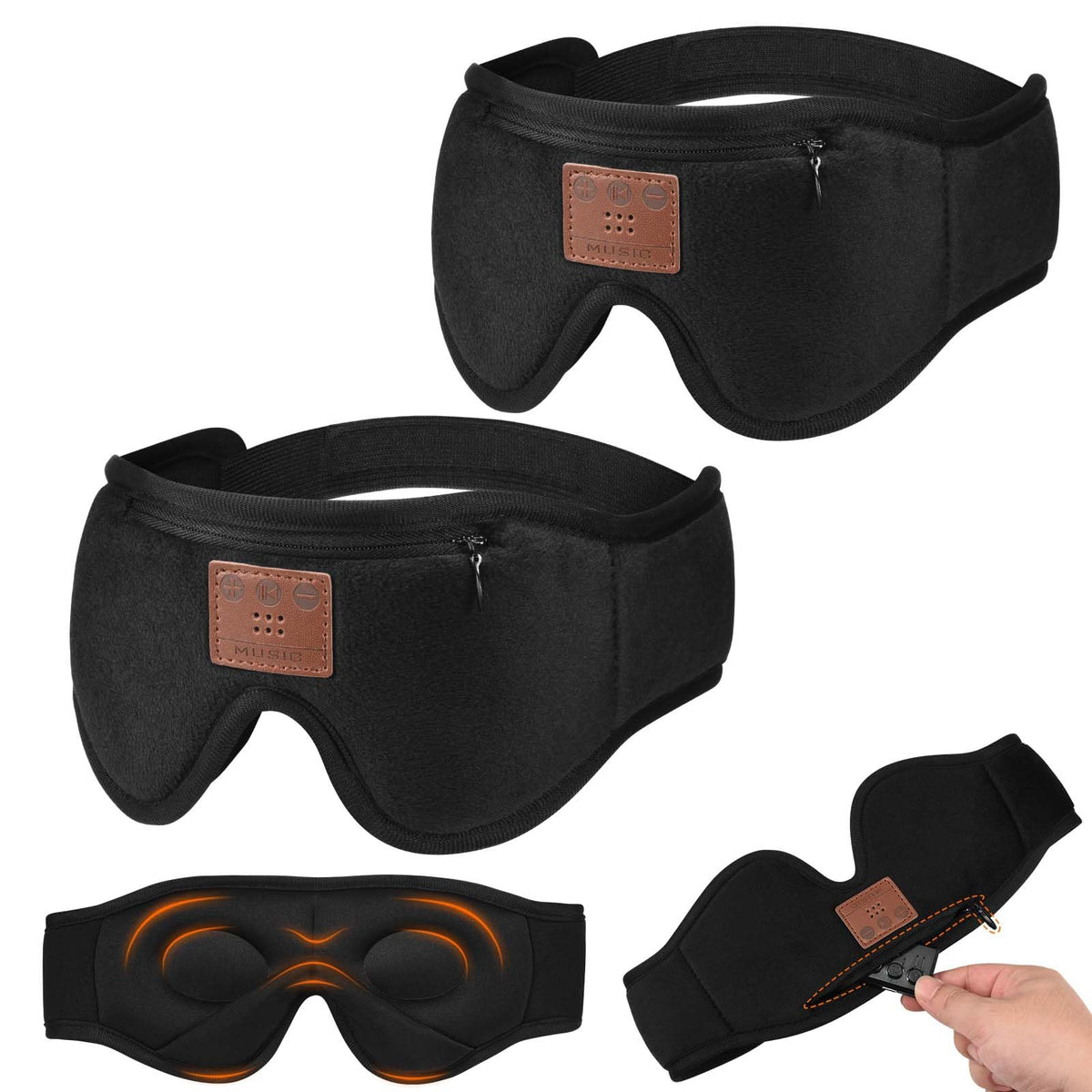 ZRUHIG 2-pack Bluetooth sleep mask cover blocks light for focused rest